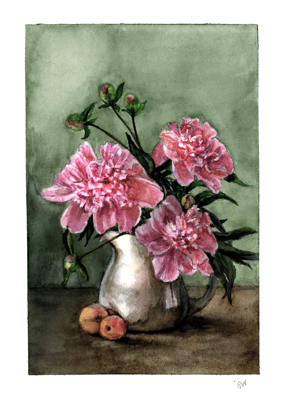 The Still Collection: Peonies and Oranges Print