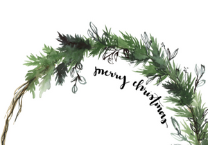 Card - Merry Christmas Half Wreath