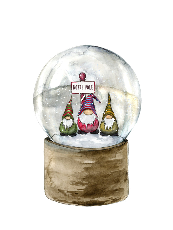 Print - Gnome Snow Globe